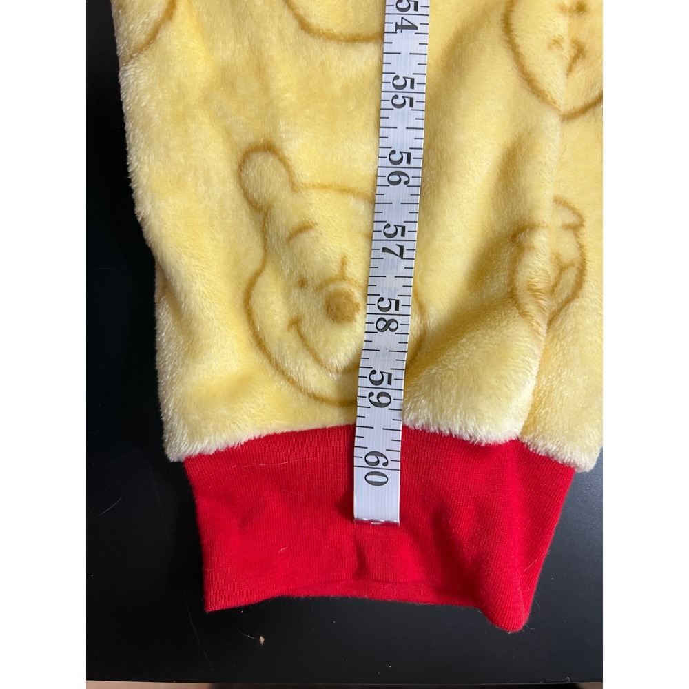 Disney Winnie the Pooh Plush Fleece Hooded One Piece Union Suit Yellow Large L - Picture 12 of 15